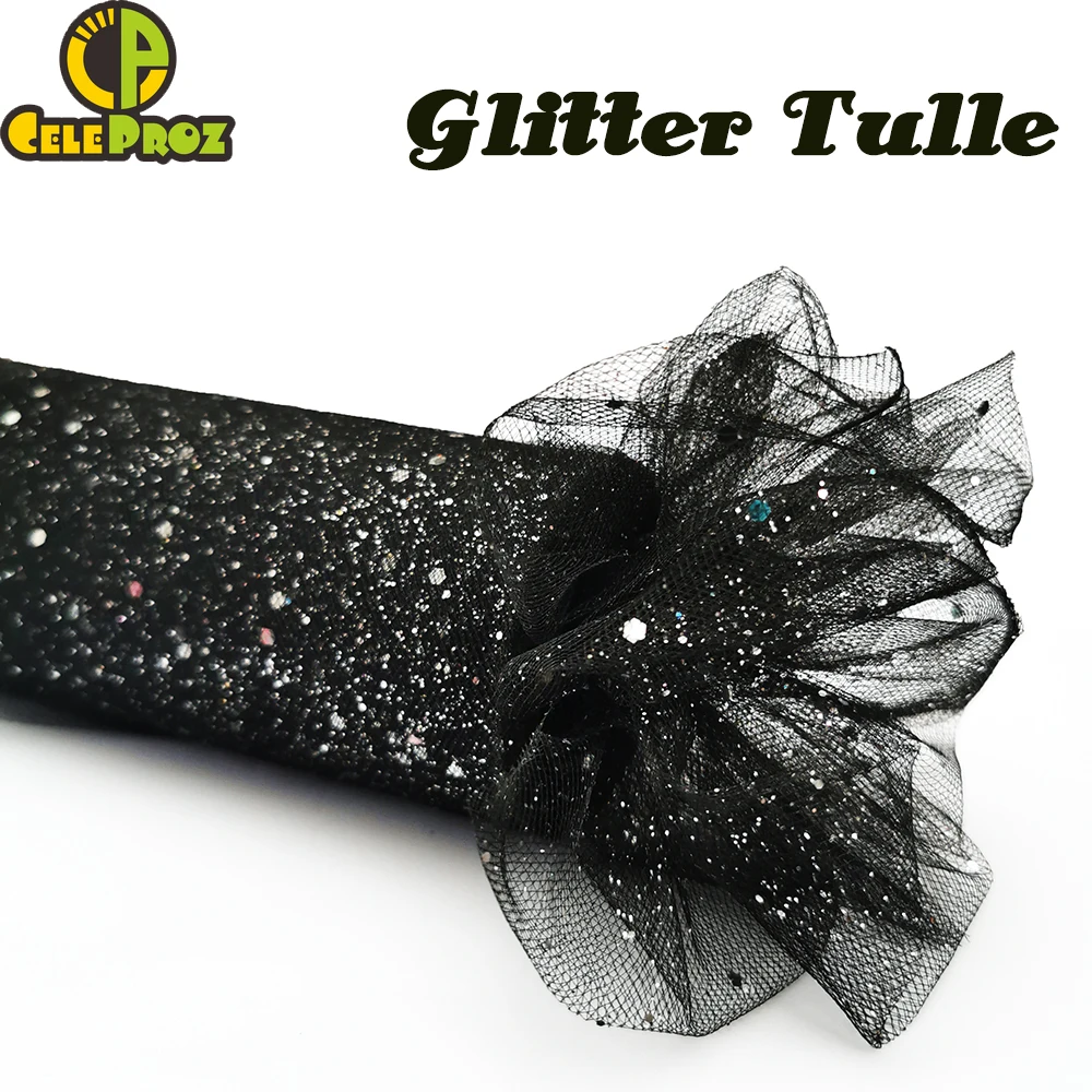 15cm 25Yards Glitter Tulle Roll Sparkly Glitter Sequin Tulle Mesh DIY Party Crafts Tutu Skirt Wedding Birthday Party Supplies