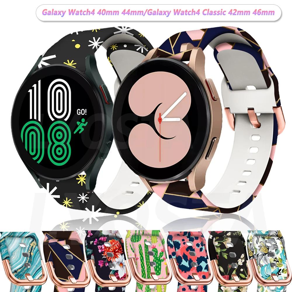 พิมพ์ซิลิโคนสำหรับ Samsung Galaxy 4คลาสสิก42มม.46มม.20มม.สายรัดข้อมือสำหรับ Galaxy Watch4 40Mm 44Mm Correa