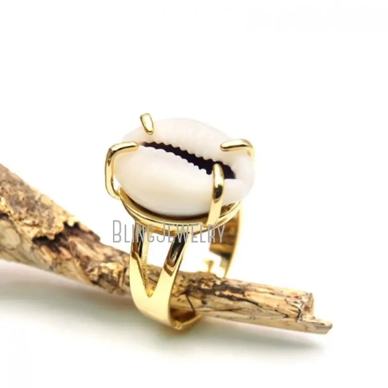 RM18839 Cowrie Shell On An Adjustable  Electroplated Ring