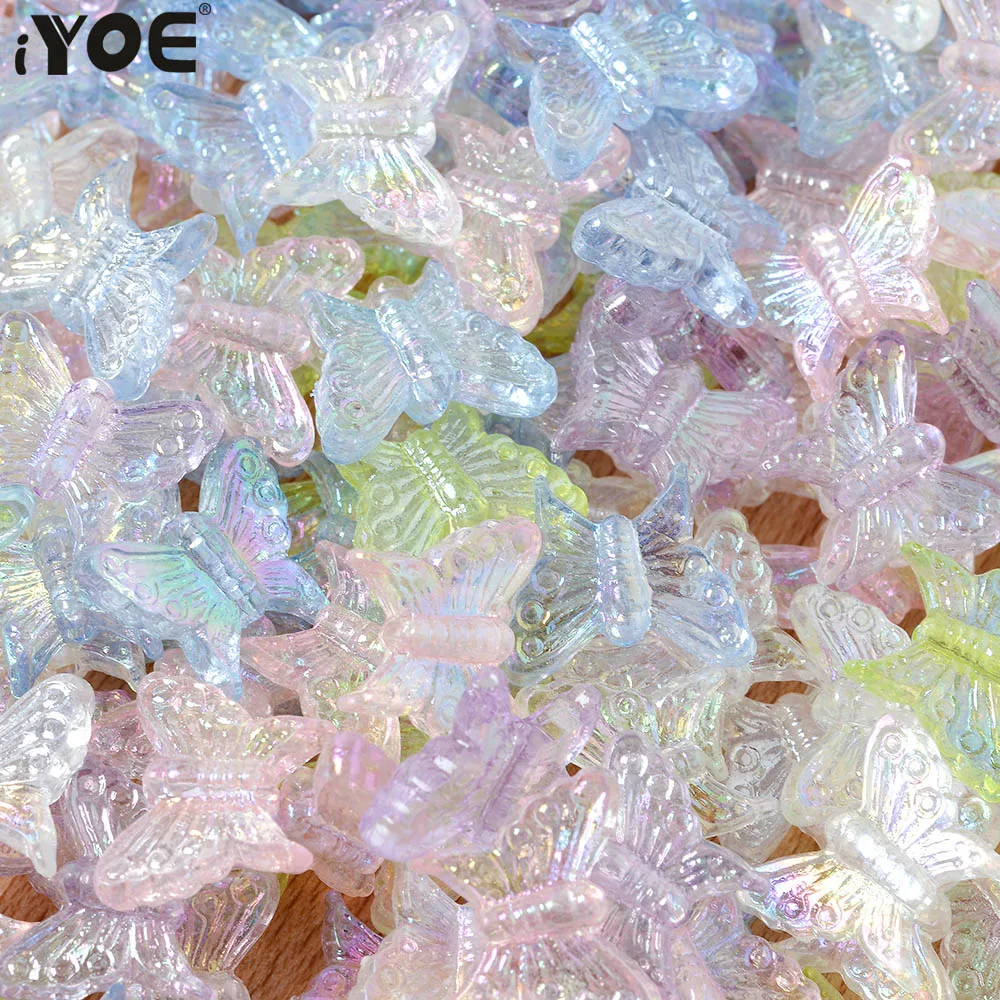 iYOE Mix Acrylic Crystal AB Butterfly Beads Loose Spacer Beads For Jewelry Making Hairpin Handmade DIY Accessories