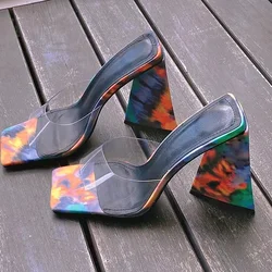 Sandales à Talons Hauts et Semelles Optiques pour Femme, Pantoufles Sexy, Mules de ix