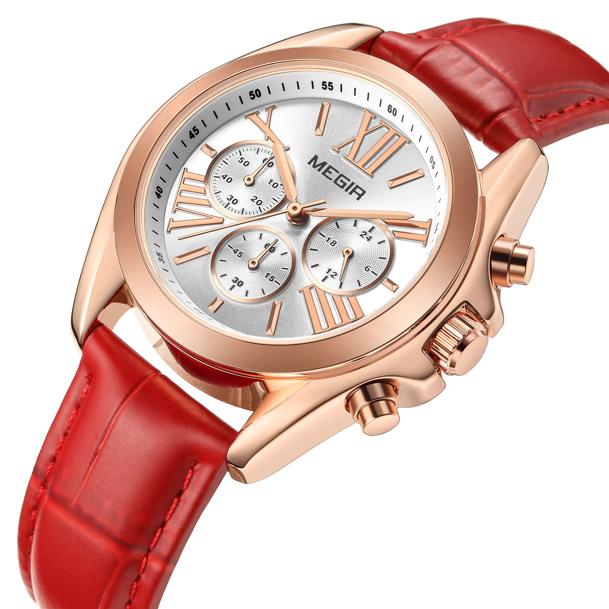 

MEGIR Women Watch Waterproof Top Brand Luxury Chronograph Ladies Wristwatch Genuine Leather Classic Bracelet Female Clock 2114