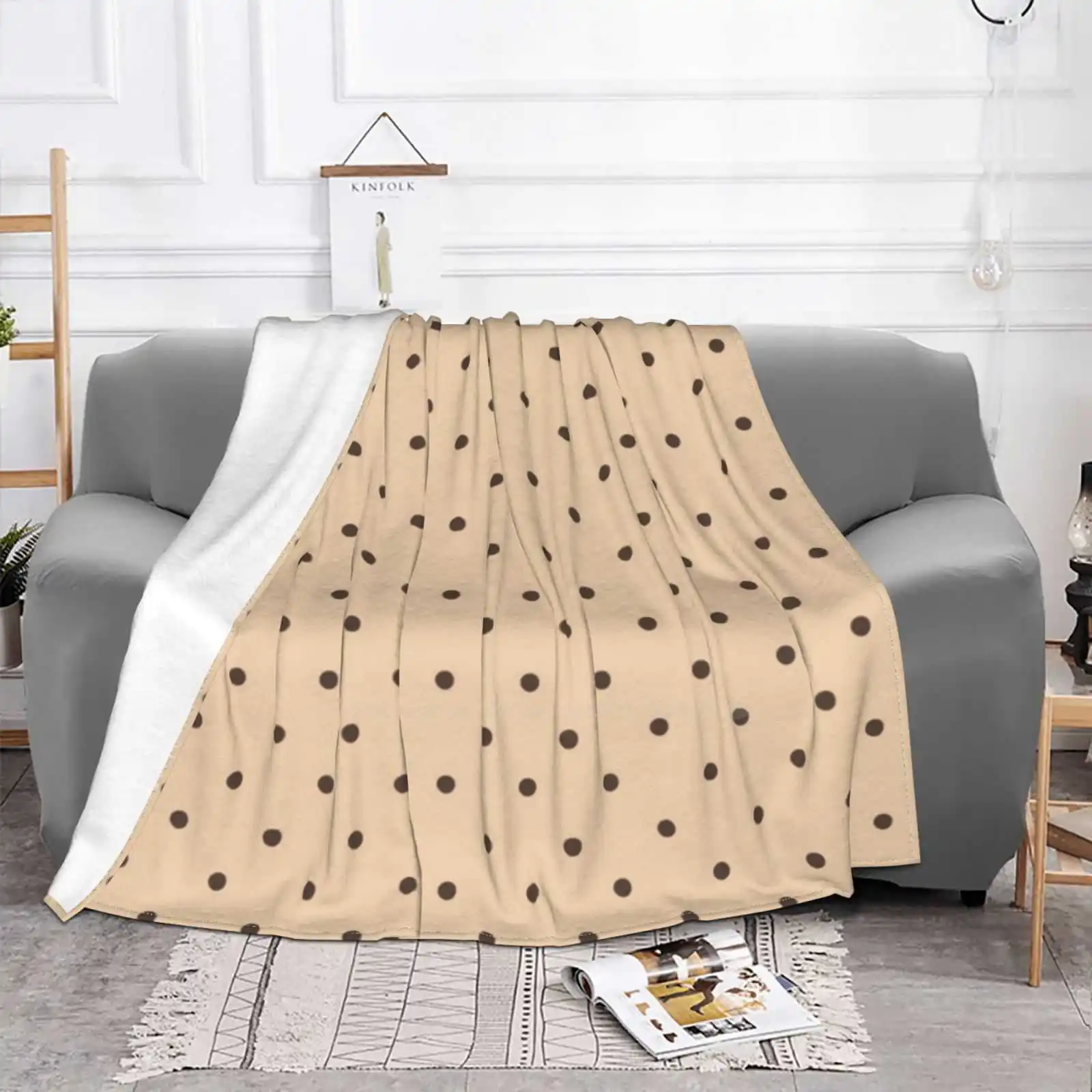 Dainty Spots Pattern Best Selling Room Household Flannel Blanket Dainty Brown Spots Beige Pink Chocolate Icecream Freckles