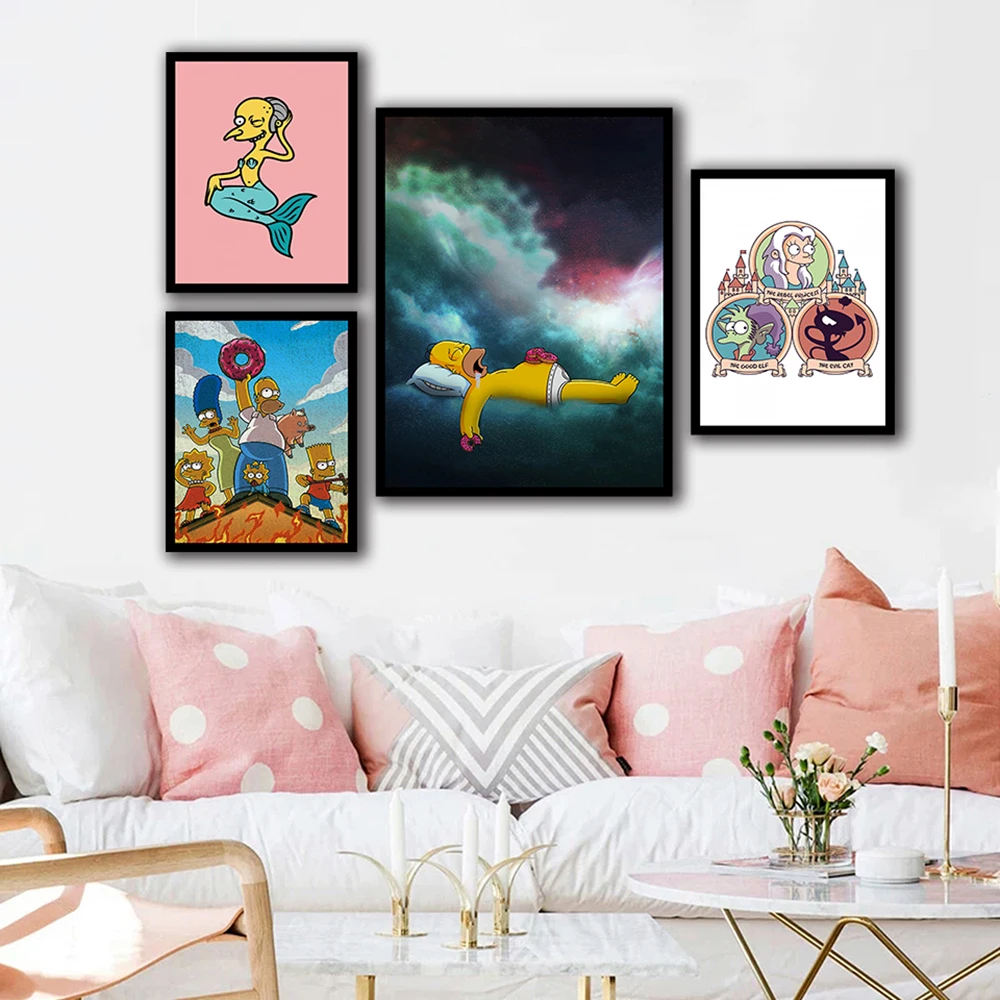 Canvas Wall Art Home Decoratieve Hd Gedrukt De Simpsons Geanimeerde Sitcom Posters Schilderen Moderne Modulaire Foto Voor Woonka