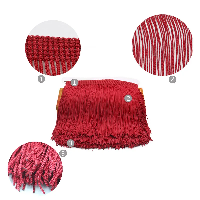 Frędzle frędzle na ubrania 5 jardów 15cm długie frędzle szycie zasłony poliestrowe pompon dekoracyjny Fringe ozdoby akcesoria