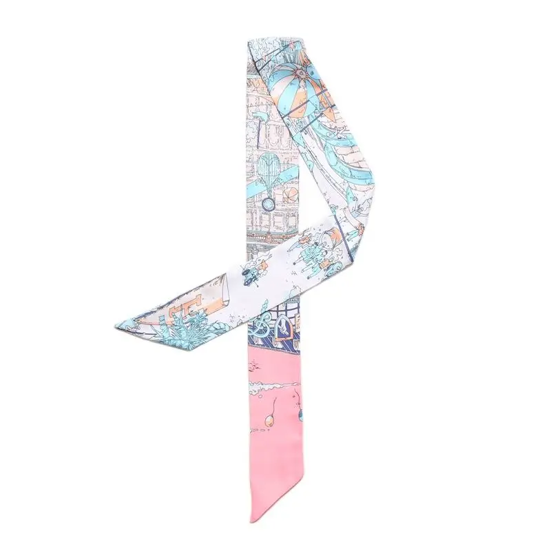 New fashion women's silk scarf Paris street view twill printing pareo beach tied bag ribbon scarf for hair female JK11