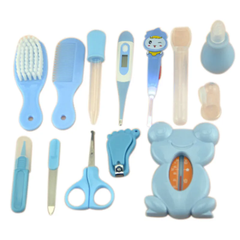 13pcs/Set Multifunction Healthcare Accessories Newborn Baby Kids Nail Hair Health Care Thermometer Grooming Brush Kit