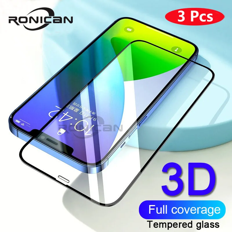 3Pcs Full Cover Protective Glass For iPhone 12 Pro Max XR XS X Tempered Glass Film For iPhone 7 8 6 plus 11 5S SE 2020 Screen