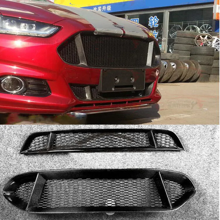

Реальные углеродного волокна рамка Передняя решетка для пчелиных сот для Ford Mondeo Fusion 2013 2014 2015 2016 2017 2018