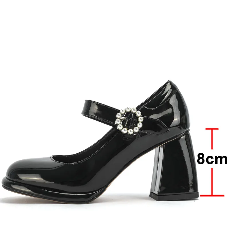 Anny)platform tacchi alti estremi punta quadrata Mary Janes scarpe donna blocco tacco pompe cinturino con fibbia calzature da donna misura grande 41