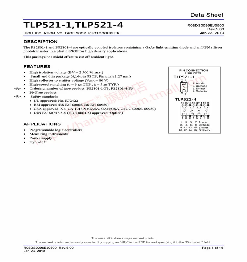 ใหม่ TLP521 P521 TLP521-1 TLP521-1GB ขนาดเล็ก1.27มม.Optocoupler Patch SOP4