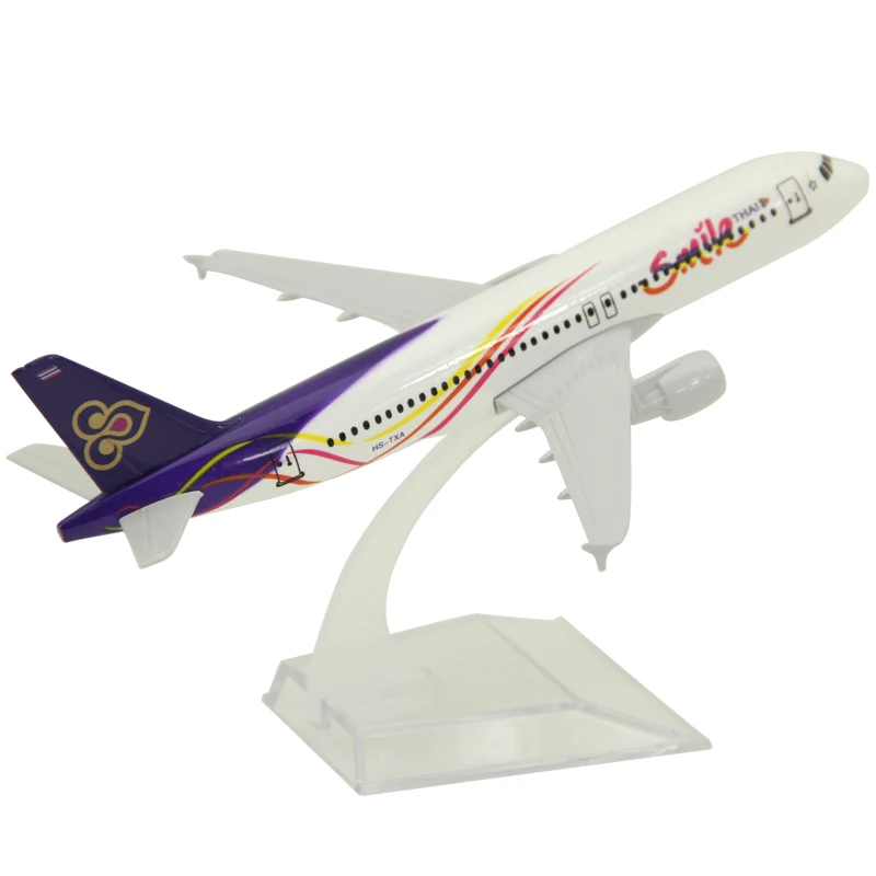 

16cm Thailand Airlines Airbus A320 Airplane Model Smile Thai Airways Alloy Passenger Aircraft Gift Ornaments 1:400 Children Toys