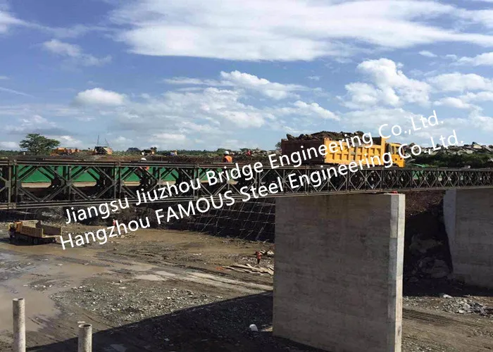 Prefabricated Bailey Steel Bridge For Water Conservancy Project Portable Structural Steel Bridge With Supporting Piers