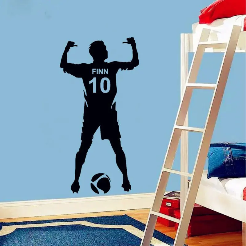 Football Personalized Name & Number Vinyl Wall Decal Poster Wall Art Decor-Kids & Boy Bedroom Soccer Wall Sticker decoration YD4