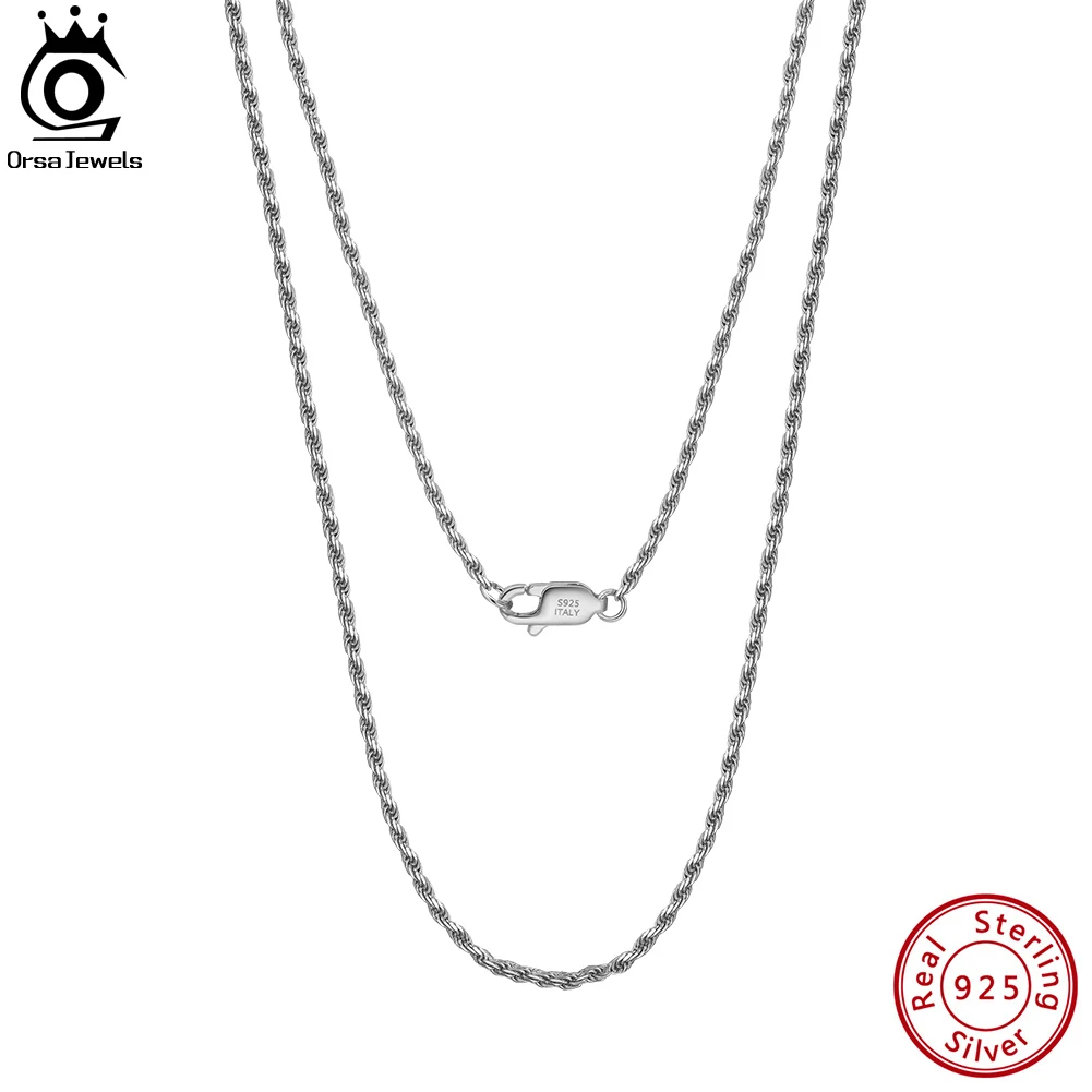 

ORSA JEWELS 1.5MM Italian Handmade Silver Diamond-Cut Rope Chain Necklace for Man Woman 925 Sterling Silver Twist Chain SC29-1.5