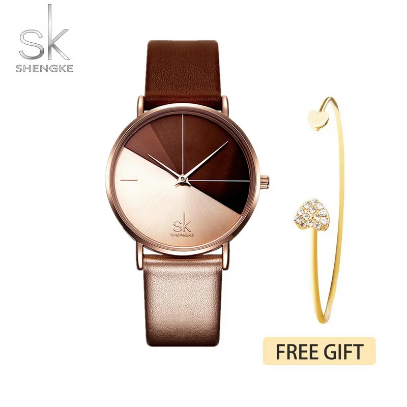 SK orologi in pelle di lusso da donna orologi al quarzo moda creativa per Reloj Mujer 2019 orologio da polso da donna SHENGKE relogio feminino