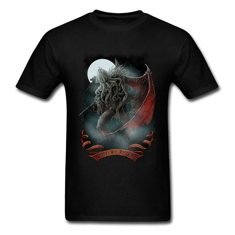 

Autumn Winter Brand New Design Short Sleeve Tops T Shirt Natural Cotton Men Tshirts Cthulhu Demon Design T Shirts Fashion Cool