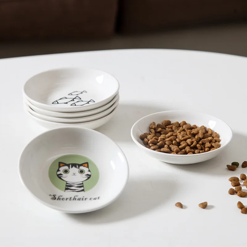 New Creative Cute Cat Small Saucer Shape Mini Plate Ceramics Cartoon Dish Creative Snack Plate Chinchilla Squirrel Hedgehog Bowl