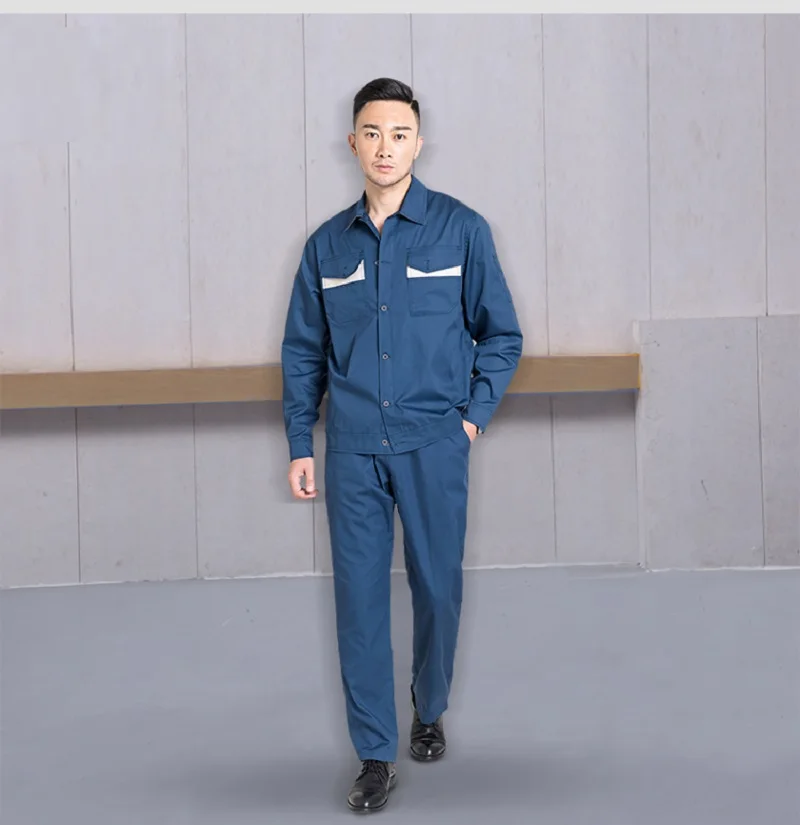 夏薄い作業服純粋な綿通気性耐摩耗性長袖工場ワークショップ機械電気技師つなぎ服