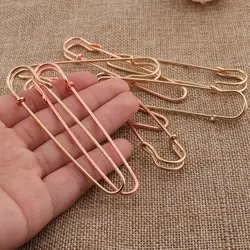 10 PCS Safety Pins 85mm Rose Gold/Gold Plated Safety Pin Brooch Stitch Markers Metal Safety Pins Loops Charms Jewelry Tag