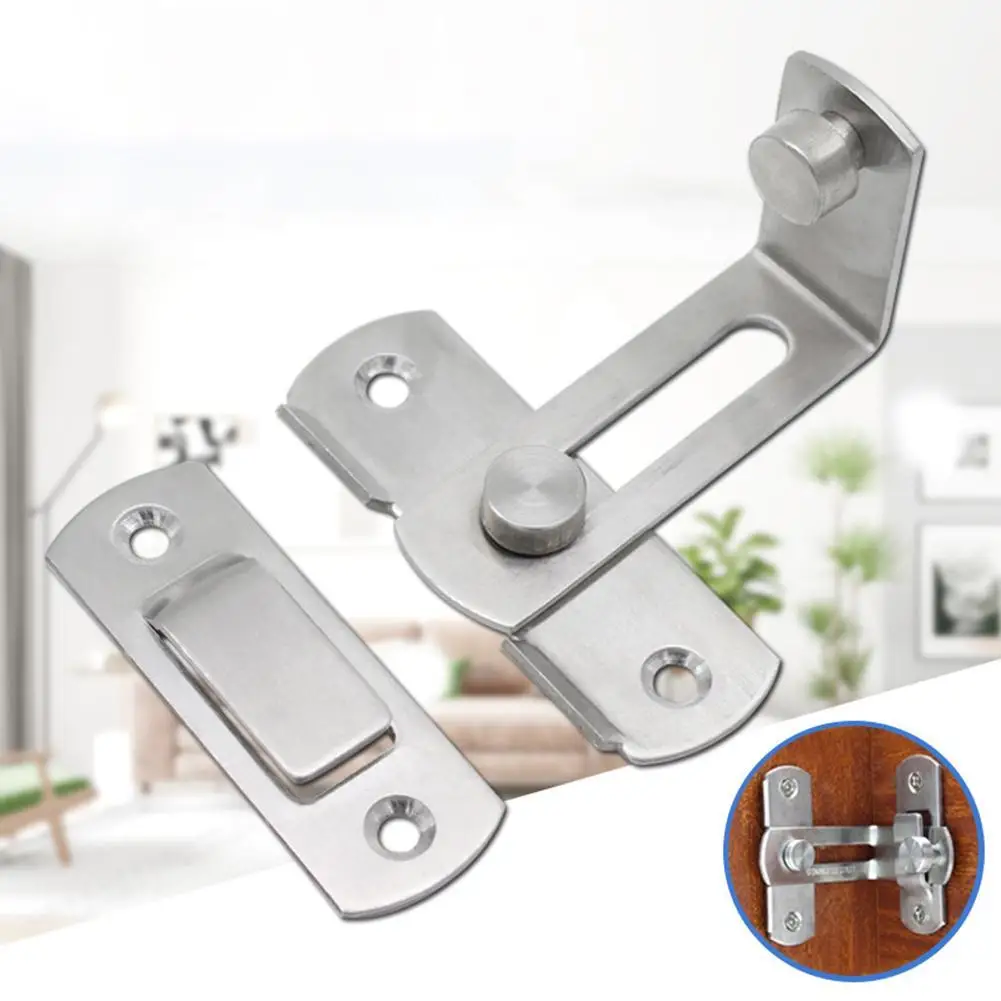 Stainless Steel 90 Degree Door Buckle Door Hasp Latches Sliding Door Chain Lock Anti-theft Window Door Lock Hardware