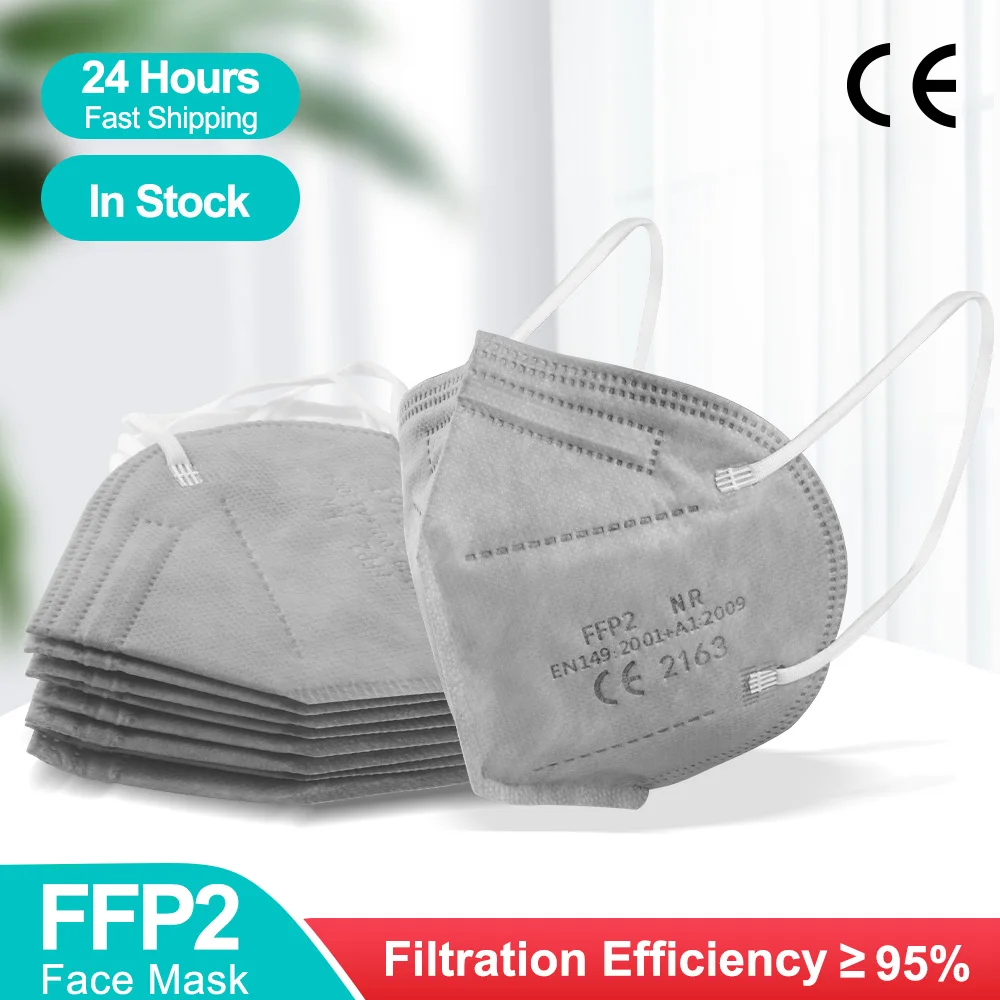 Grey FFP2 Mascarillas kn95 Masks 5 ply FFP2 Mask Respiratory Mask fpp2 Cubrebocas Reusable Protective mascarilla fpp2 homologada