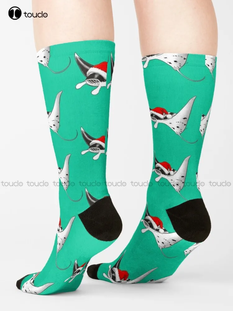 Manta Claus Claus Santa Ray Christmas Fishmas Ray Sting Ray Hawaii Socks Cute Socks Christmas Gift Unisex Adult Teen Youth Socks