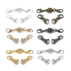 10set/lot 38*7mm Copper Magnetic Clasps With Lobster Clasps Connectors For Necklaces Bracelets Clasp Hooks DIY Jewelry Findings