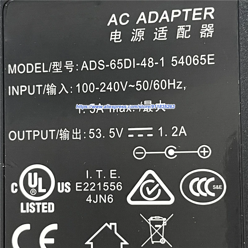 الأصلي ل HOIOTO محول الطاقة 53.5 فولت 1.2A 80 واط ADG-65DI-48-1 54065E التيار المتناوب محول شاحن 5.5x3.0mm