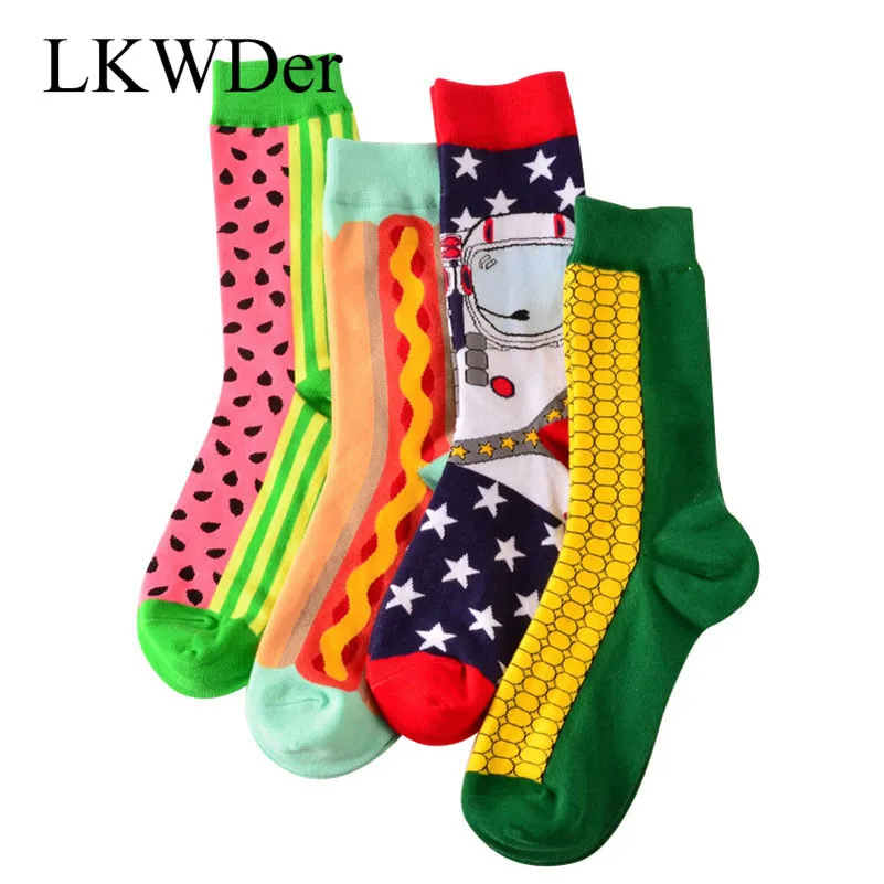 

LKWDer 12 Pcs=6 Pairs Men Long Socks Personality Funny Happy Hit Color Men's Socks Male Meias High Quality Cotton Calcetines Sox