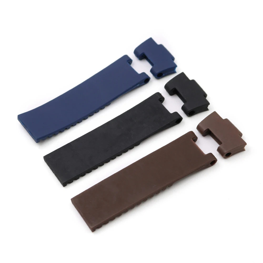 CARLYWET 22*10mm 25*12mm Black Brown Blue Waterproof Silicone Rubber Replacement Wrist Watch Band Strap Belt For Ulysse Nardin