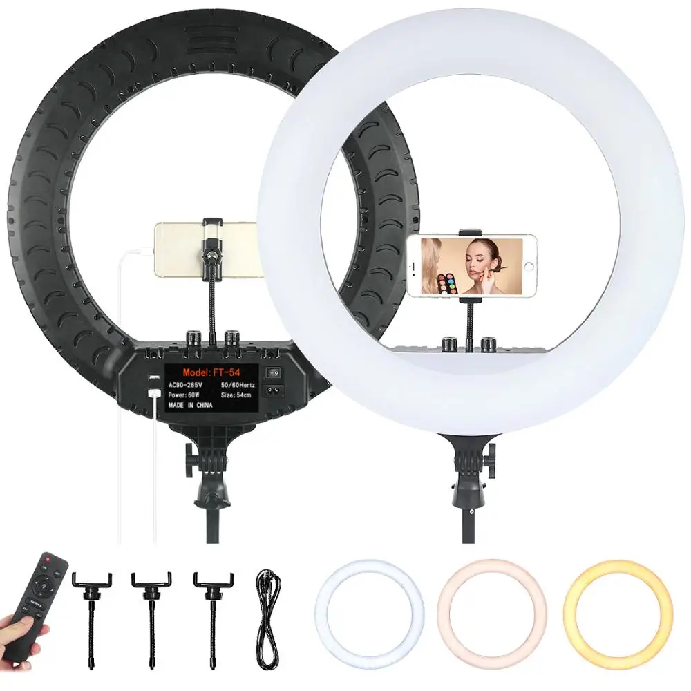 

fosoto FT-54 21 Inch Ring Light LED Photographic Lamp Lighting With Remote USB Port For Camera Phone Makeup Video Youtube