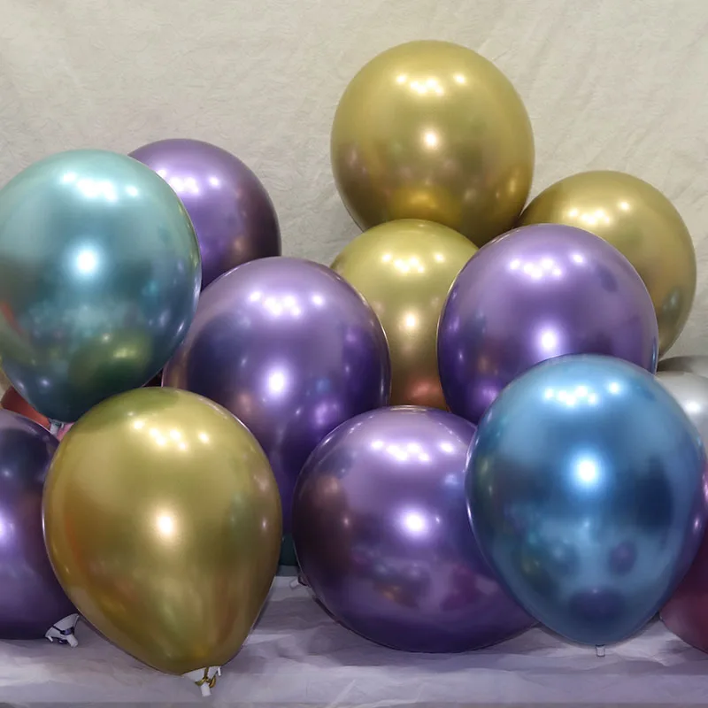 Wholesale 10inch 12inch 500p Latex Balloon Chrome Metallic Gold Balloon Golden Balloon Chain Wedding Supplies Party Decor Globos