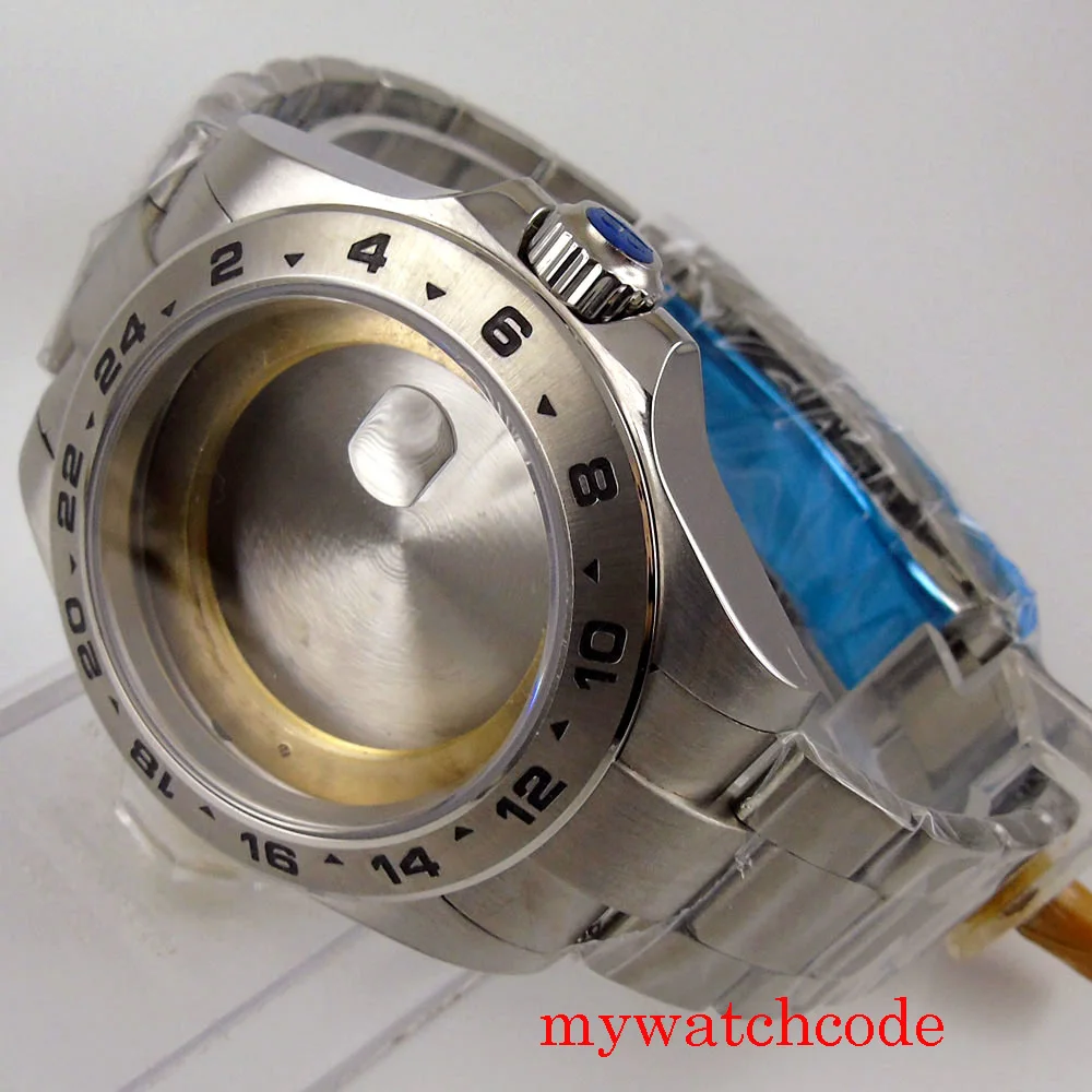 43mm BLIGER Stainless Steel Watch Case Steel Strap Fit 21 Jewels MIYOTA 8215 ETA 2836 Automatic Movement Sapphire Crystal