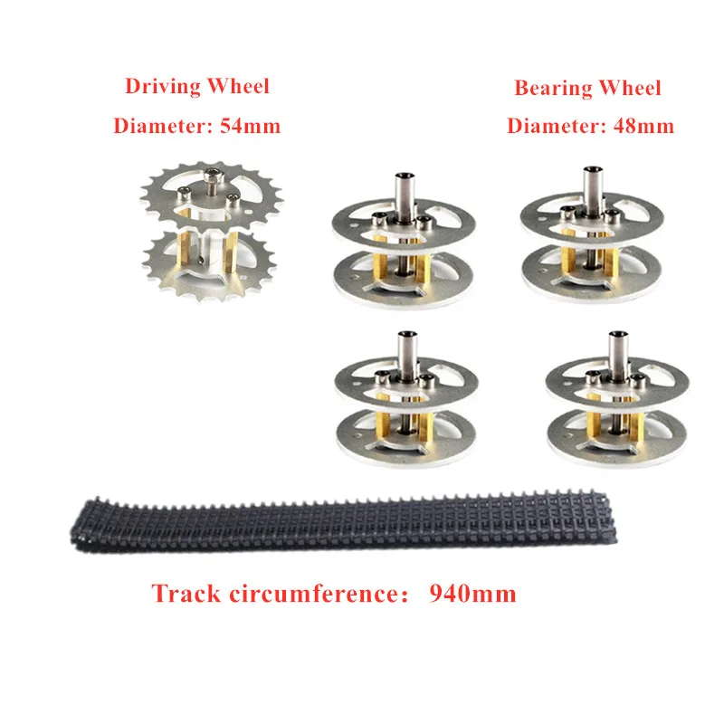 DOIT Un juego de accesorios para chasis de coche tanque de robot que incluye rueda de rodamiento de metal, rueda motriz, pistas, para pieza de juguete RC DIY