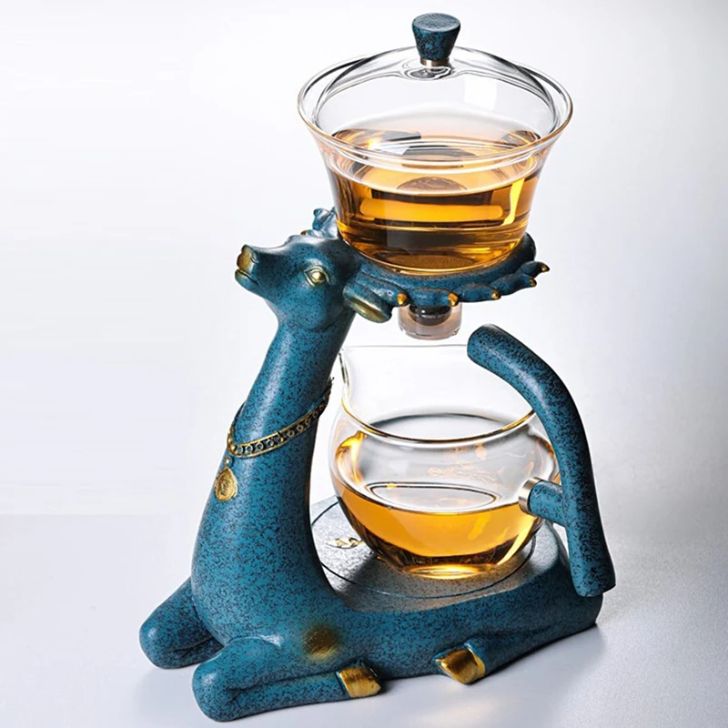 

Deer Glass Teapot Turkish Drip Pot Infuser Tea Coffee Pot Heat-Resistant Glass Teapot Puer Kettle for Tea Coffee Make