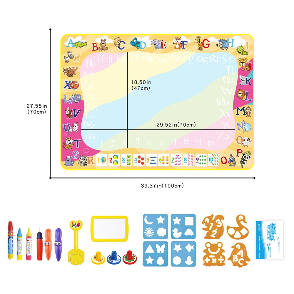 أطفال ماجيك المياه رسم حصيرة الفلورسنت أقلام قابلة لإعادة الاستخدام مونتيسوري اللعب اللوحة مجلس ألعاب تعليمية للأطفال هدية عيد الميلاد