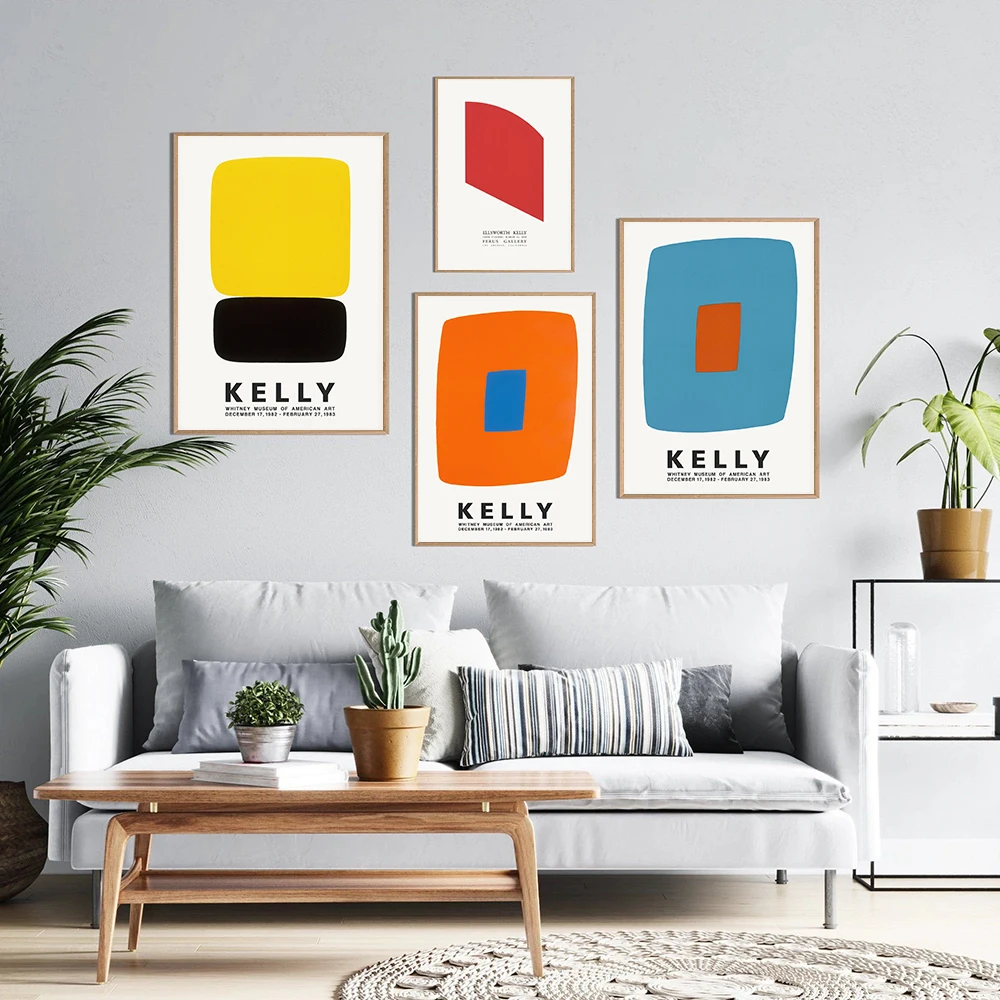 Ellsworth Kelly Abstract Exhibition Museum Canvas Poster Vintage Architect Print Painting Geometry Modern Living Room Home Decor