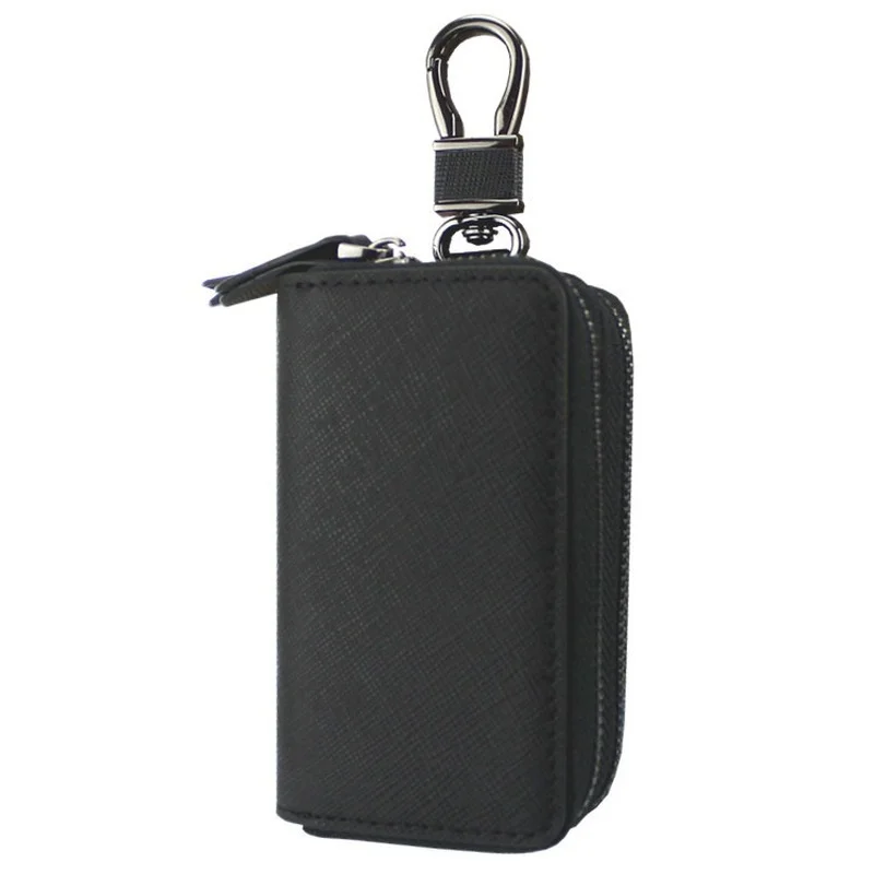 

Women Key Casecowhide Double Zipper Car Leather Case Multifunctional Car Key Holster High Capacity Cross Grain Leather Key Case