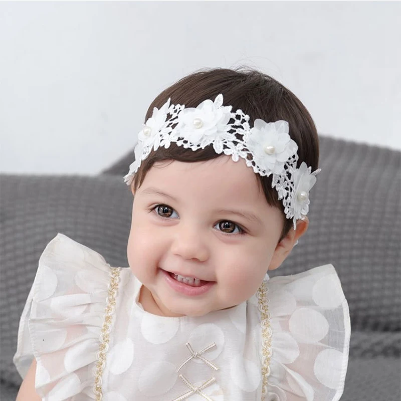 Lace Floral Headband Summer Baby Elastic Hairband Flower Wreath for Girls Headwear Photo Props Kids Party Hair Accessories