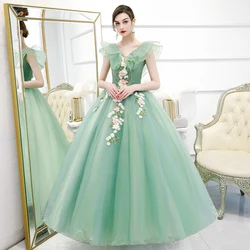 Quinceanera Dress 2024 New Elegant V-neck Party Prom Ball Gown Sweet Flower Vintage Quinceanera Dresses Plus Size Customized