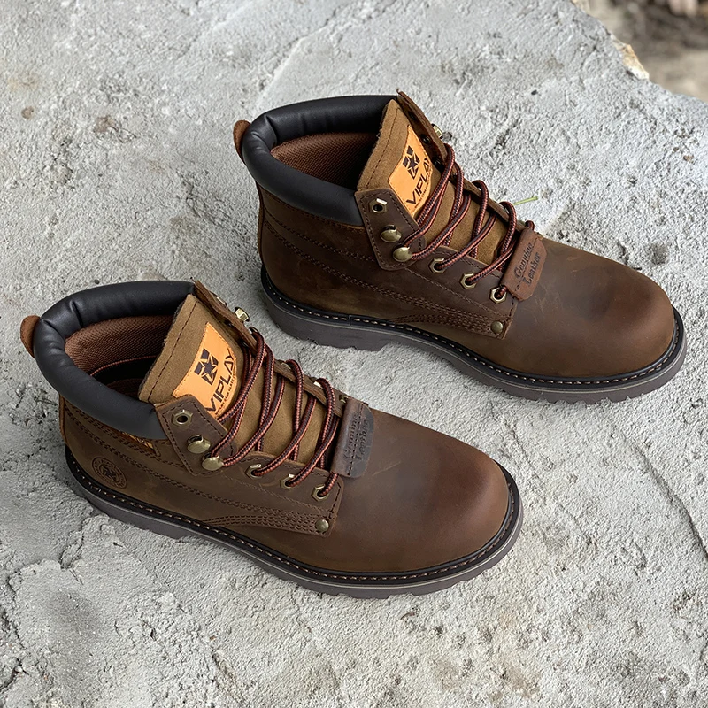 Men Boots Waterproof Leather Shoes Men High Quality Outdoor Male Hiking Boots Work Shoes Lovers Boots
