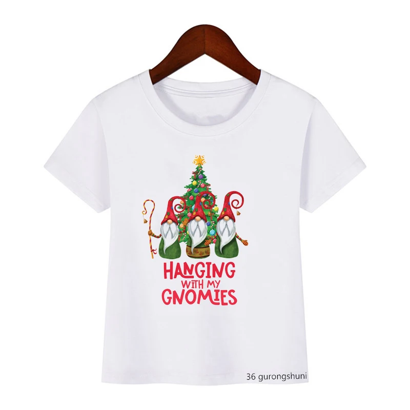 

Newly Children T-Shirt Garden Gnomes Christmas Clothing Summer Boys/Girls Are Suitable T Shirt Tops For Kids Christmas Clothing