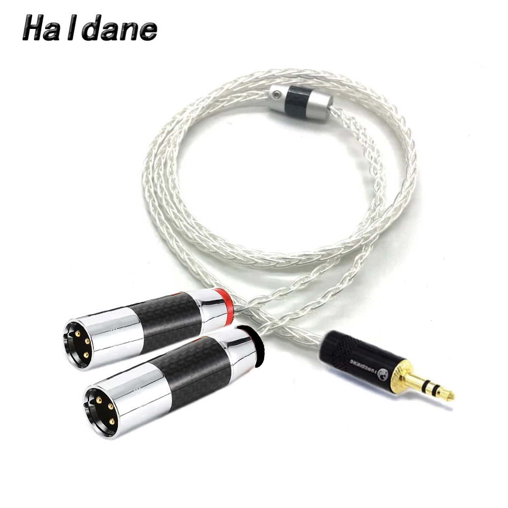 Haldane Silver Plated 2.5/3.5/4.4mm Balanced Mlale to Dual 2x 3pin XLR Balanced Male Audio Adapter Cable XLR/6.35mm to XLR Cable