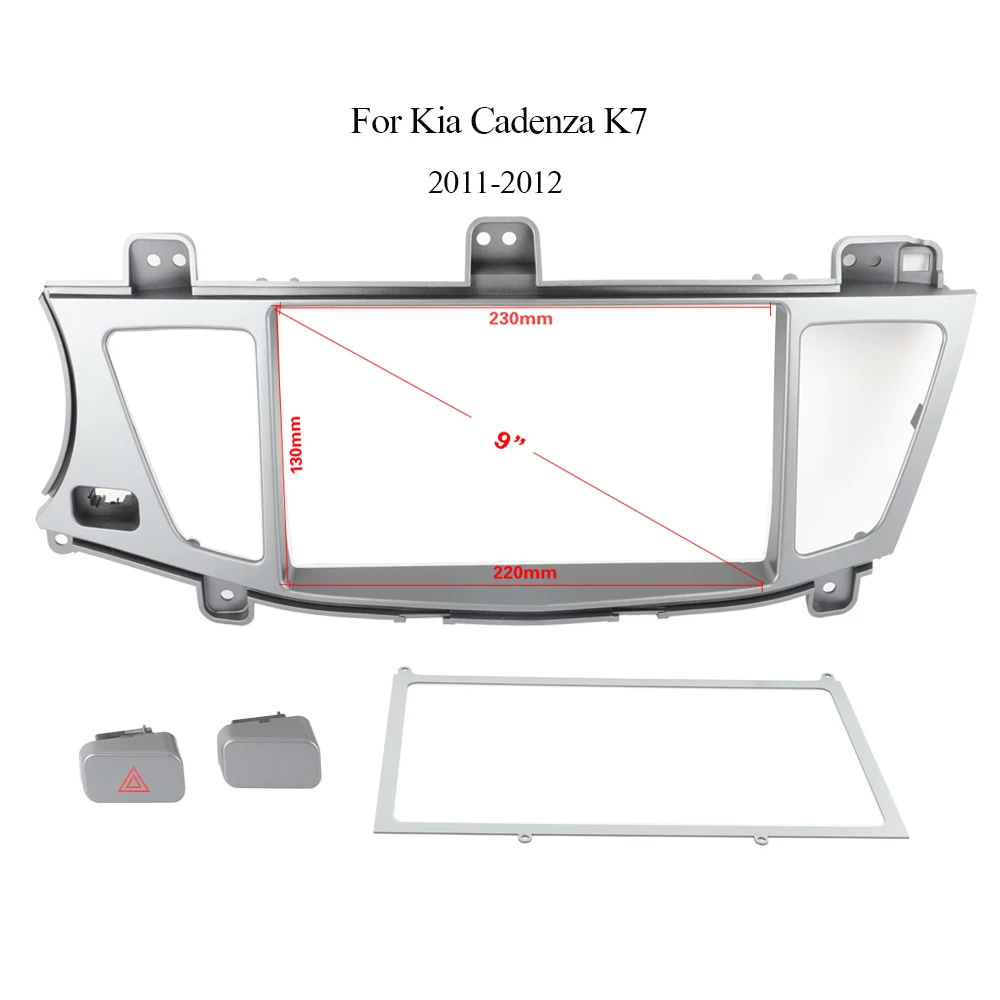 

Double Din Silver ABS Trim Fascia Frame For Kia Cadenza K7 2011-2012 Refit Car Android 9"Radio Navigation DVD Mounted Dashboard