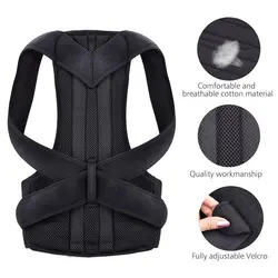 Regulowany czarny korektor postawy na plecy gorset powrót Brace talia stabilizator lędźwiowy tylny pas Unisex prosty korektor XS-5XL