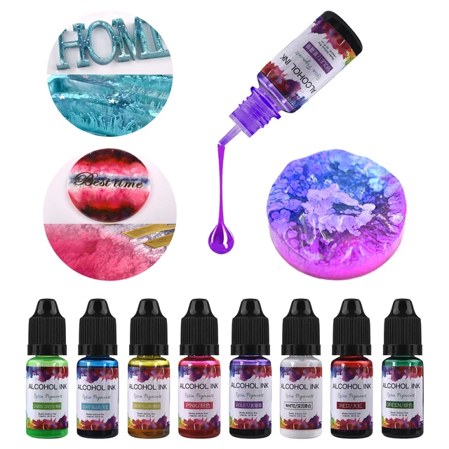 10 ml atrament artystyczny żywica alkoholowa Pigment w płynie barwnik barwnikowy dyfuzja atramentu do żywicy epoksydowej DIY tworzenia biżuterii 24 kolory