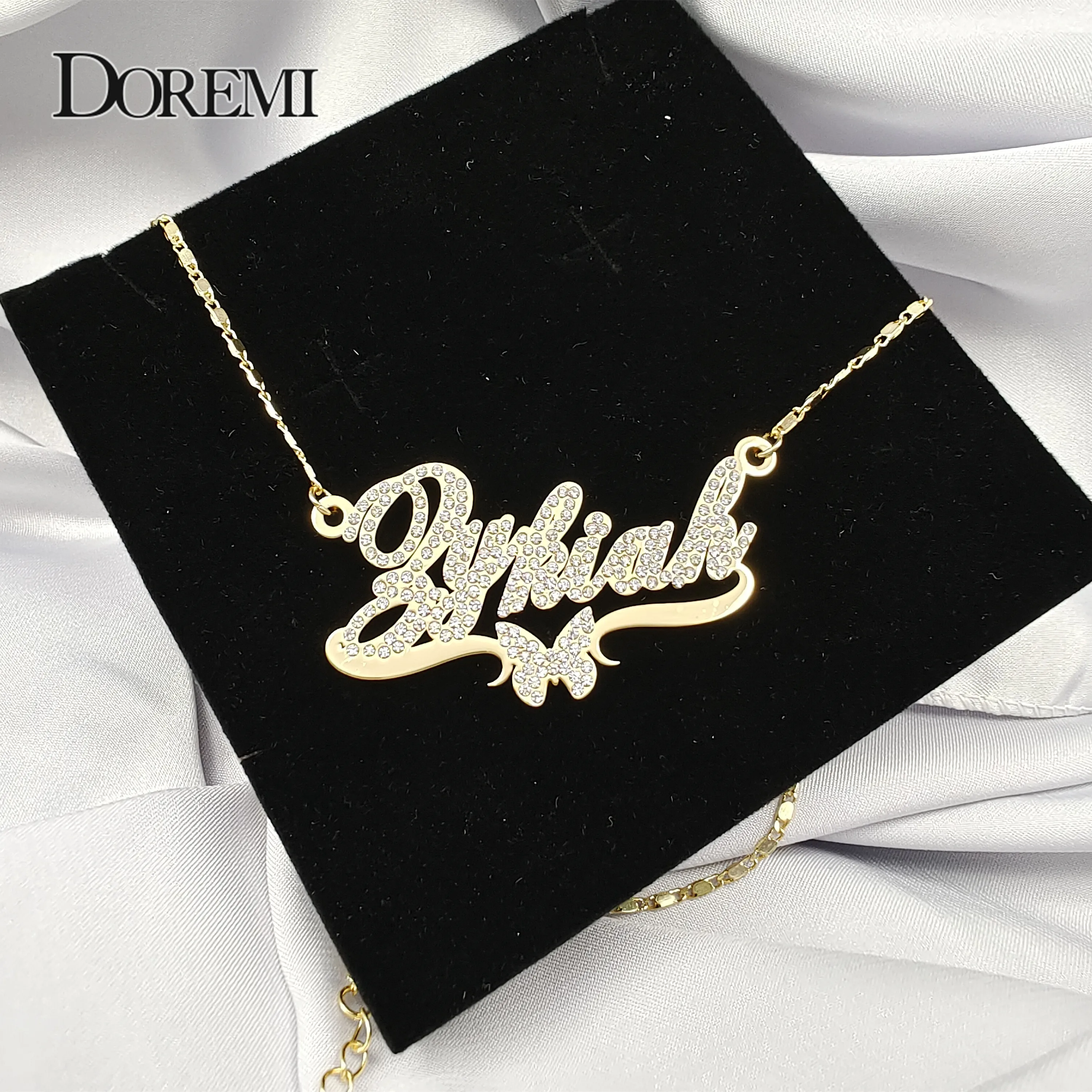 DOREMI Stainlesss Custom Name Necklaces Butterfly Pendant Letters Necklace for Women Custom Chain Jewelry  Children Personalized