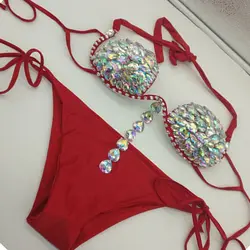2020 venus vacation diamond tassels bikini set sexy bathing suit rhinestone swimwear bling stones swimsuit women beachwear