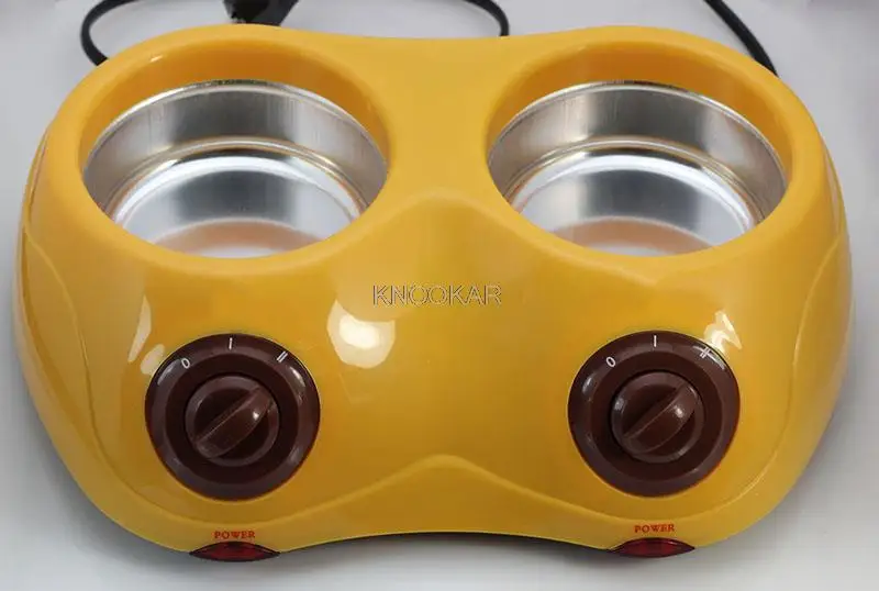 نافورة شوكولاتة كهربائية مزدوجة 250*2 مللي فوندو سعة شوكولاتة ساخنة آلة ذوبان وعاء أصفر/وردي 1 قطعة رائجة البيع